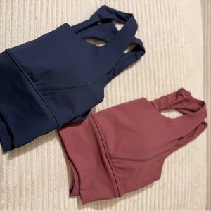 2 Pack 90 Degree Long Lined Mauve & Navy Racerback Sports Bra